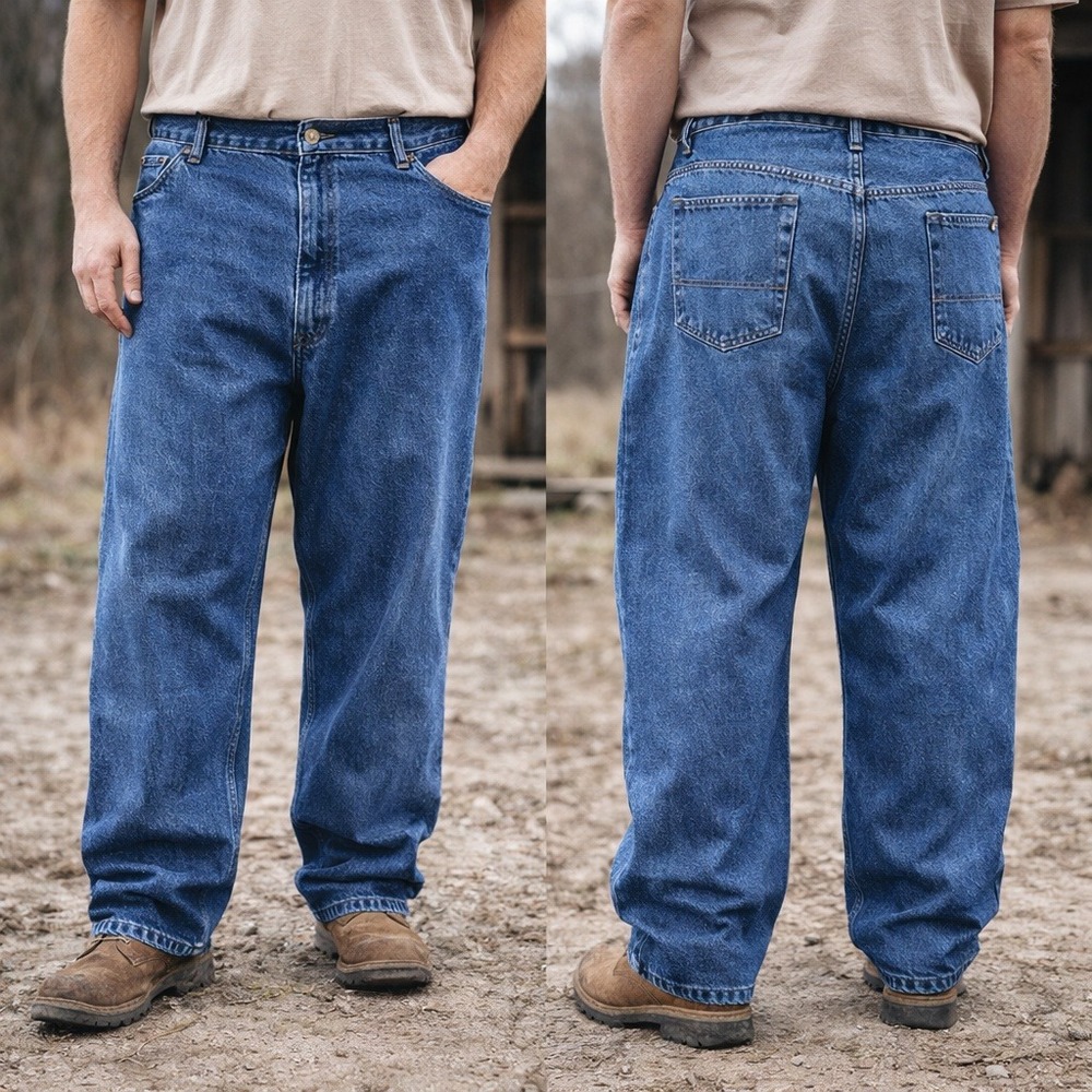 Berne Apparel Mens Relaxed Fit Denim Jeans Blue 100% Cotton 50x34‎ P422SWD